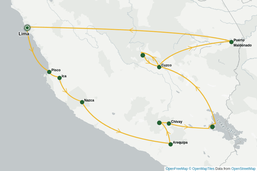 Itinerary Map image for Peru: Abenteuer in den Anden